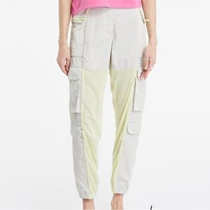 Jordan Women's Light Gray and Pale Yellow Mesh-Trim Athletic Shorts